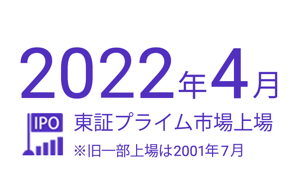 2022年4月東証プライム市場上場　※旧一部上場は2001年7月